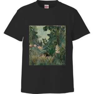赤道のジャングル（アンリ・ルソー）：厳選名画Tシャツコレクション（ブラック）・美術館グッズ・美術館グッズオンライン通販人気・ミュージアムショップグッズ・絵画グッズ・美術館お土産・ギフト【安心の送料込・税込】