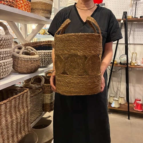 Bangladesh Sea glass basket Cylinder 　バングラディッシュ　シーグラスバスケット　シリンダー　収納　カゴ　小物入れ