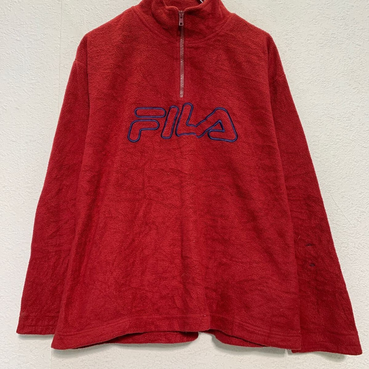 FILA フリースジャケット XL レッド フィラ ハーフジップ ビッグサイズ 