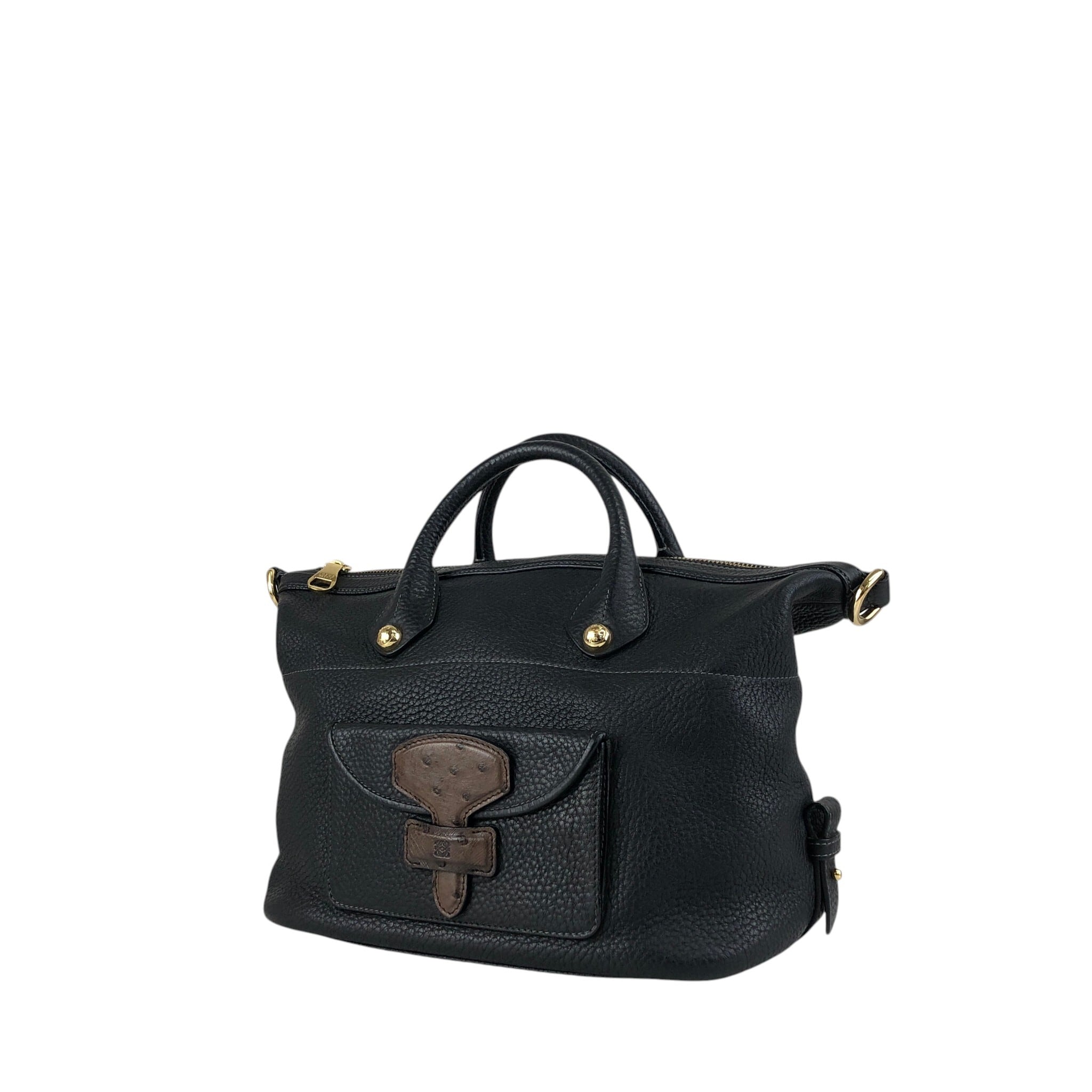 LOEWE ロエベ ショルダーバッグ ブラック アナグラム レザー コンビ