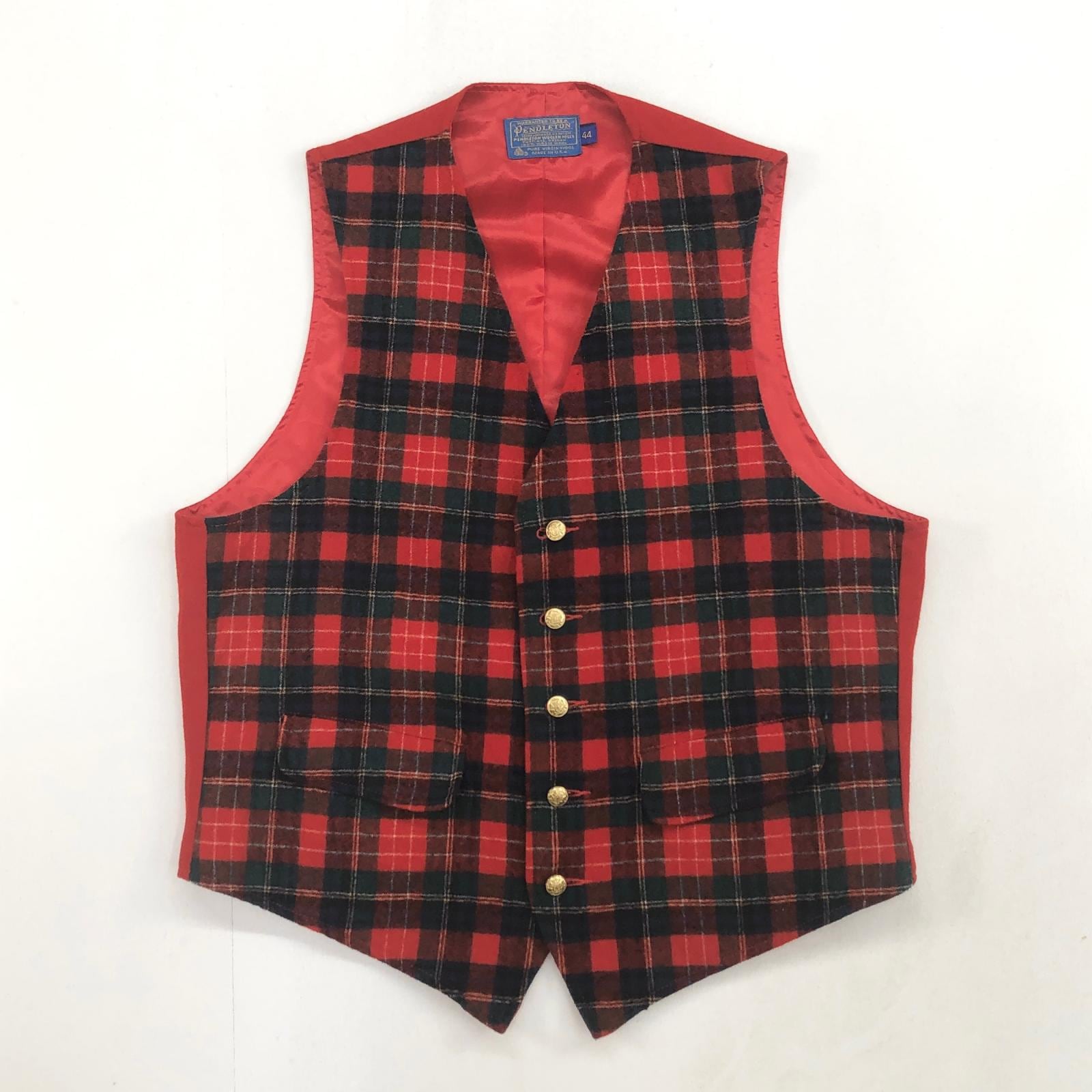 PENDLETON ペンドルトン 70年代 USA製 金ボタン チェック ウールベスト