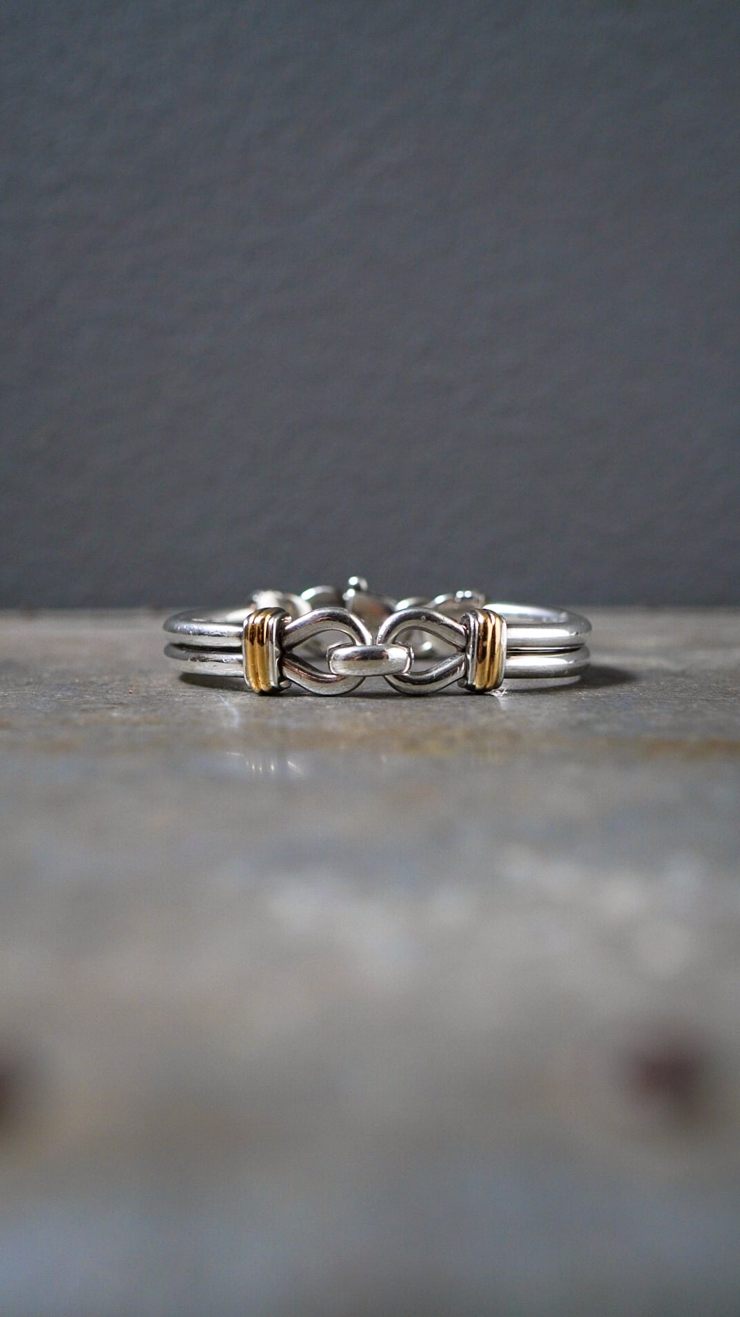 【VINTAGE】TIFFANY&Co. ティファニー ダブル ループ ブレスレット 《シルバー925 イエロー ゴールド コンビ バングル ヴィンテージ オールド メンズ》