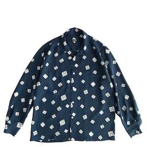 Mountain Special Long Sleeve Aloha shirt  / OKINAWA BLOCKS /  Vintage teal  残り僅か