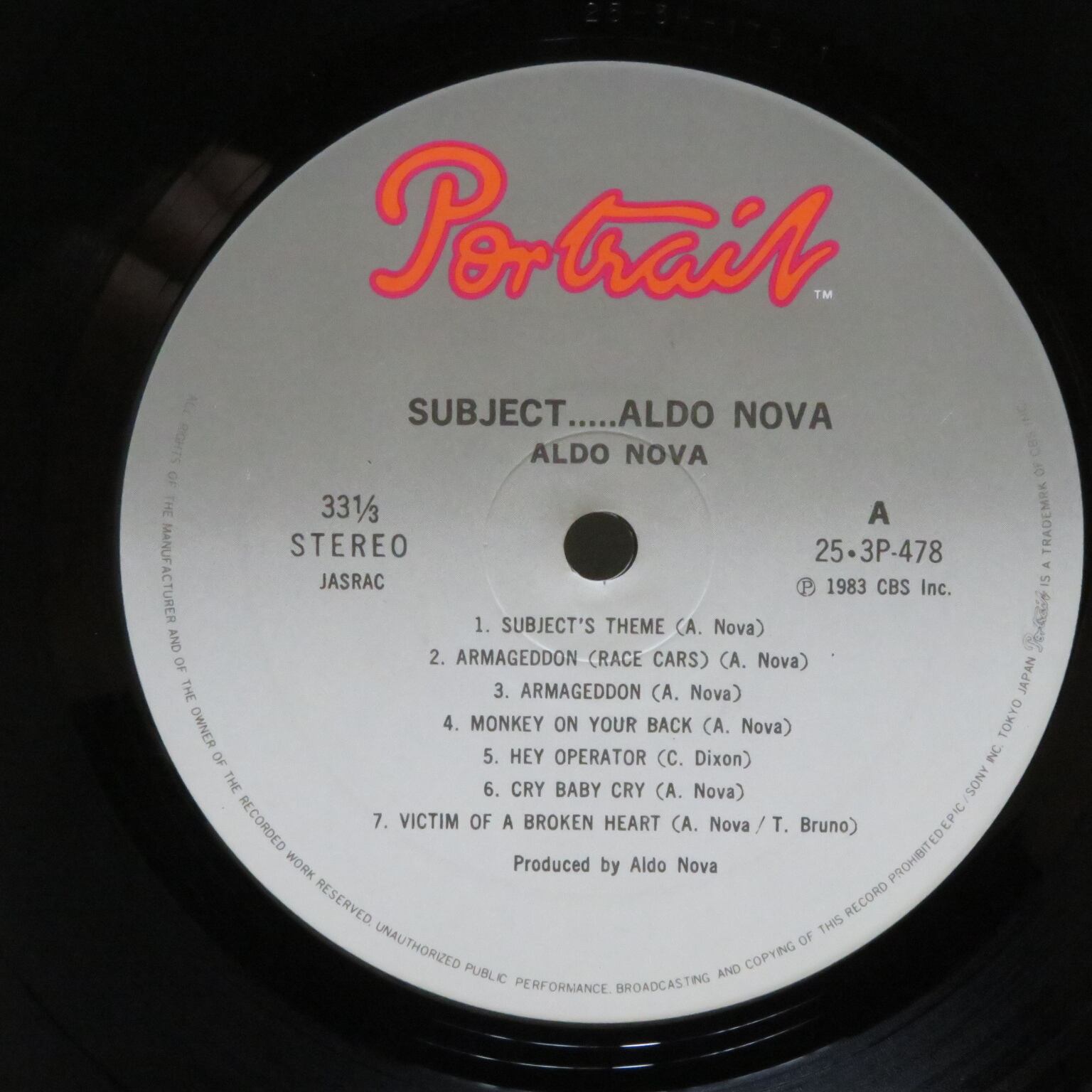 Aldo Nova / Subject [25-3P-478] - 画像3