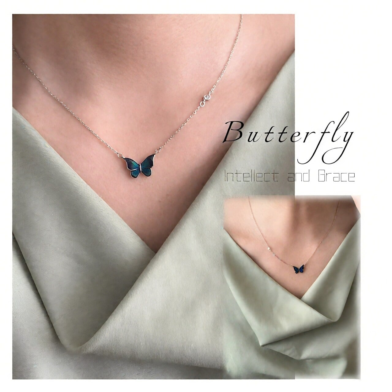 名入れ♡キラキラ✨蝶々 バタフライ ダブルネーム✨ネックレス イニシャル 手作り 総925シルバー・金属アレルギー対応】 体温で色が変わる バタフライ