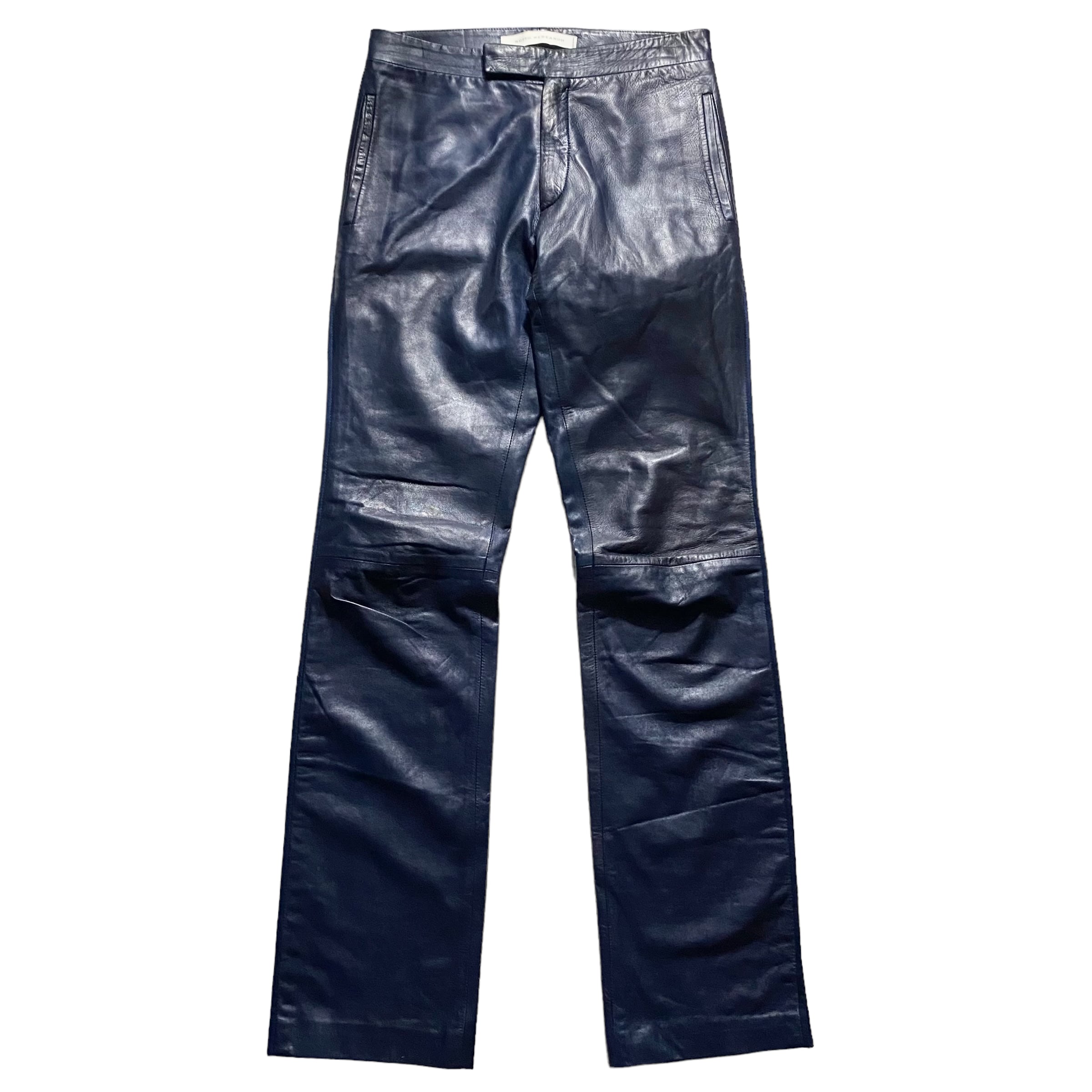 vintage RUFFO RESARCH navy lamb leather pants | NOIR ONLINE