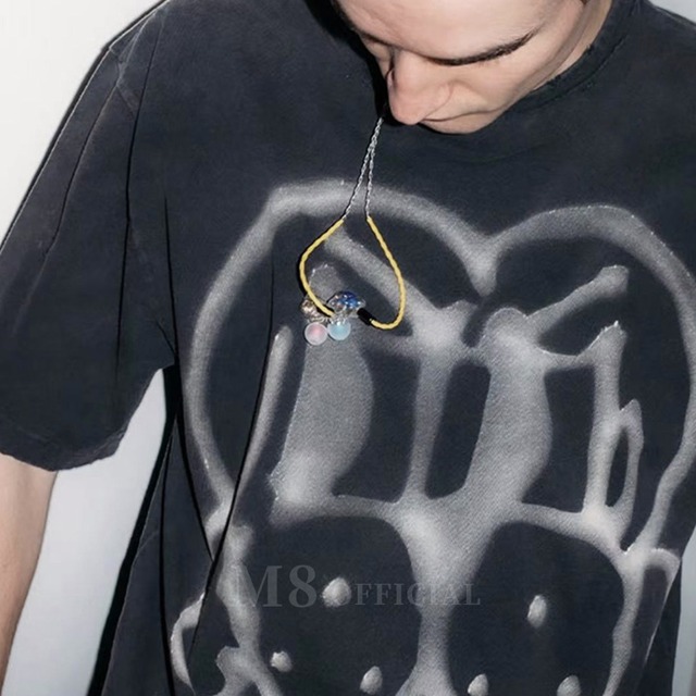 American-Style Graffiti Print Distressed T-Shirt 2color M0820