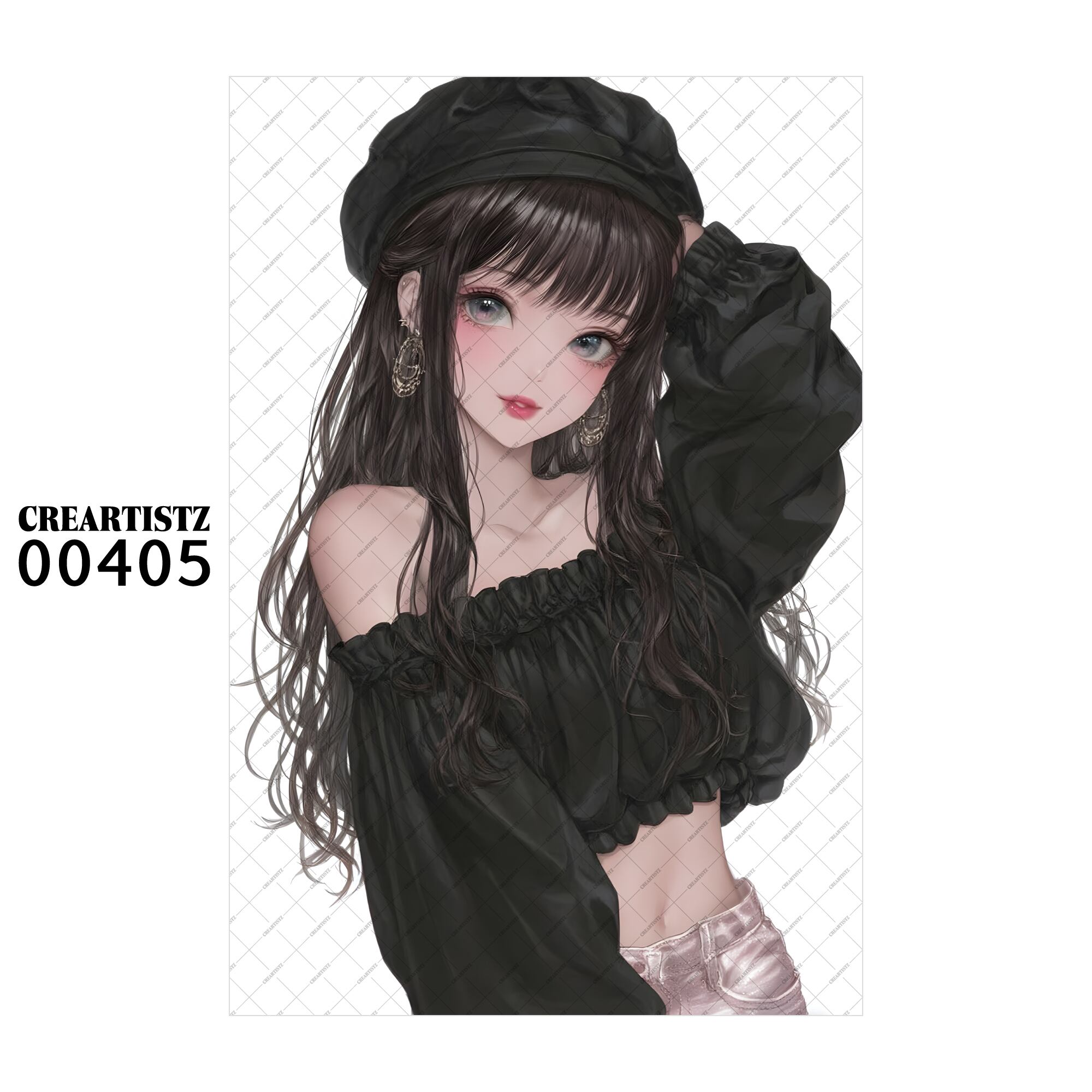 00405 ガール キュート オリジナル ペーパー/ステッカー 4枚セット CREARTISTZ