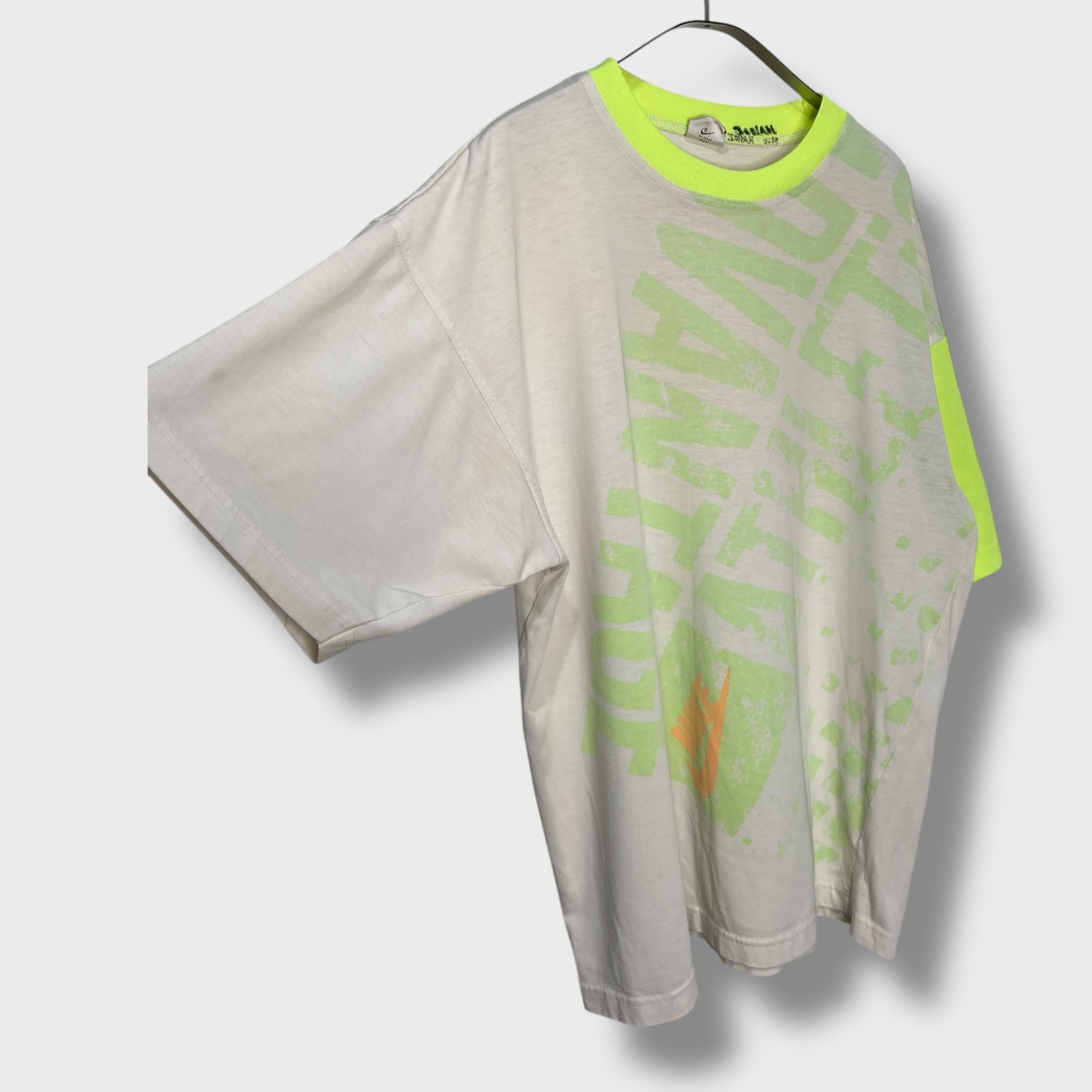 90s NIKE 銀タグ 大判プリントTシャツ ナイキ 蛍光カラー XL | 古着屋 Uan