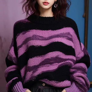 ファンタスティックパープル　マルチボーダーニット　M24163