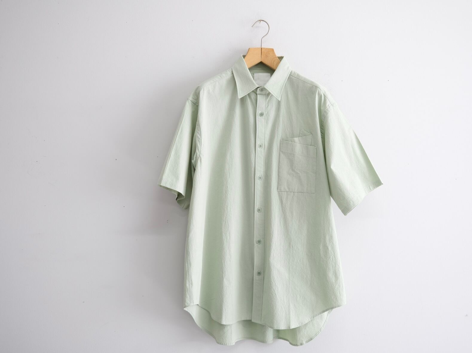 WHOWHAT” ORIGAMI POCKET SHIRT<SHORT SLEEVE>ICE GREEN” | Lapel