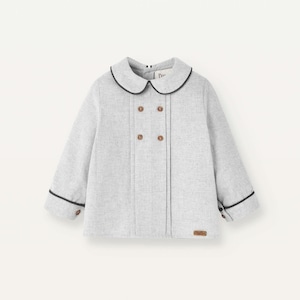 popelin / Mod.28.3 Grey melange panelled shirt with baby collar