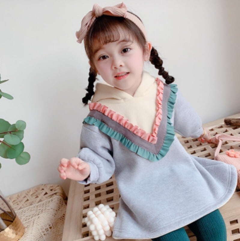 韓国子供服 裹ボア 女の子 キッズ ワンピース 子供用 トップス 冬服