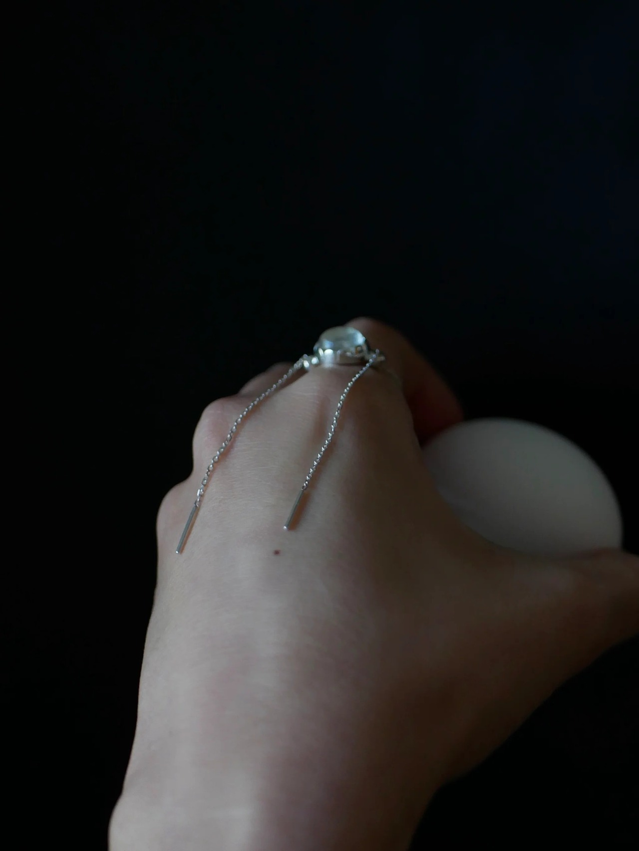 RITSUKO KARITA｜Chain onyx・crystal ring｜Silver925 チェーンリング オニキス・水晶