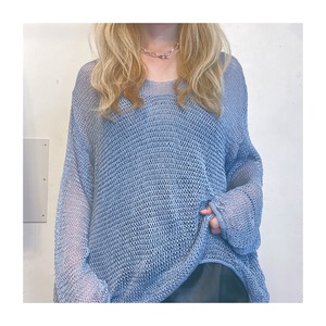 select 11122：sheer knit tops (2colors)