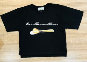 Spoon ( スプーン )  スリット付きTシャツ( ショート丈 ) ディープブラック