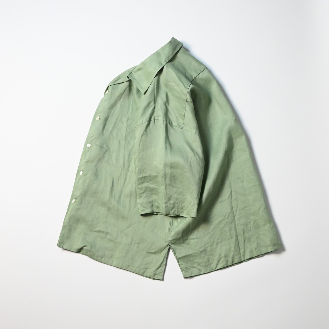 INTERIM / RAMIE SHEER LAWN HYPER BIG S/S OPEN COLLAR SHIRT