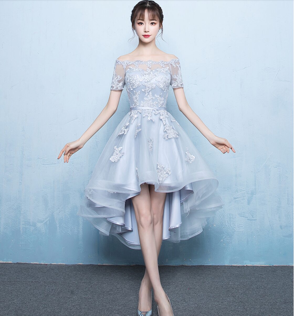 ロゼミューズ Sheer flare ribbon mini dress Sheer flare ribbon mini