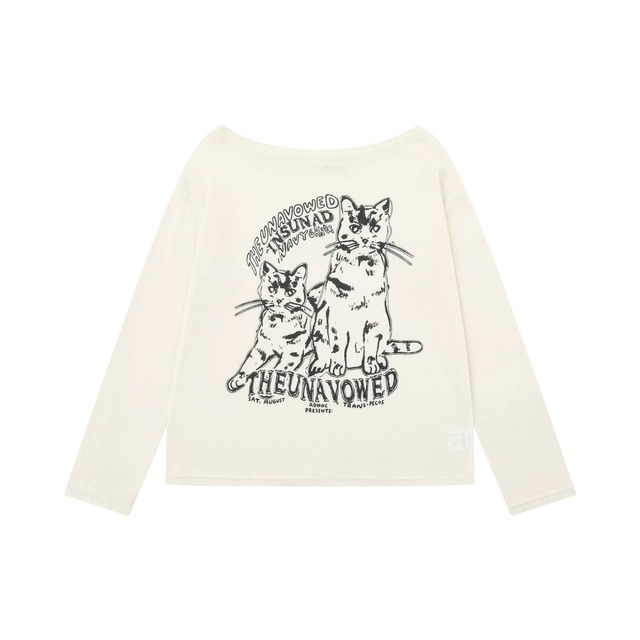キャットグラフィックボートネックルーズフォルムカットソー 2col   R02580