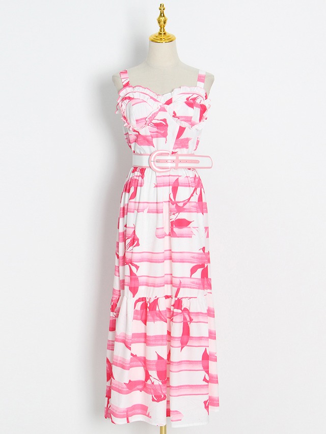 送料無料 TWOTWINSTYLEサッシサマードレス女性Vネックウエストヒットカラールーズノースリーブセクシードレス2022スタイル 夏物