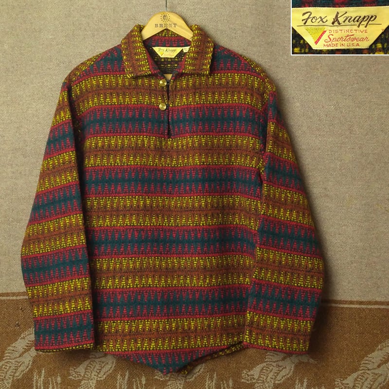 60s Fox Knapp Woven Wool Pullover Shirt Jacket （S） | Wonder Wear  ヴィンテージ古着ネットショップ powered by BASE