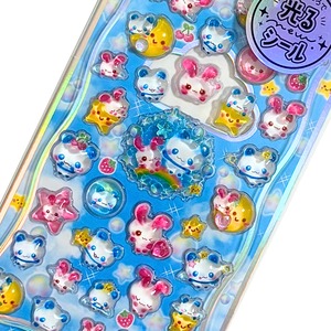 光るプチドロップステッカー　ぷわぷわパンちゃん