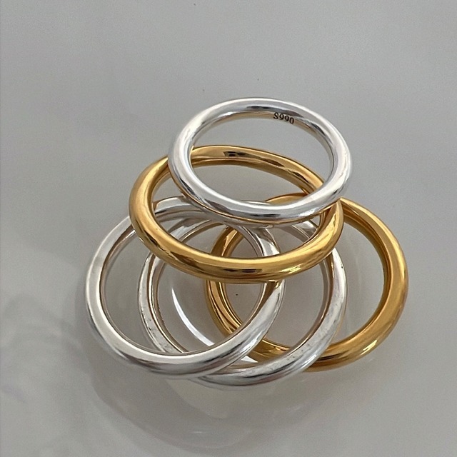 S925 Double Line Pearl Ring
