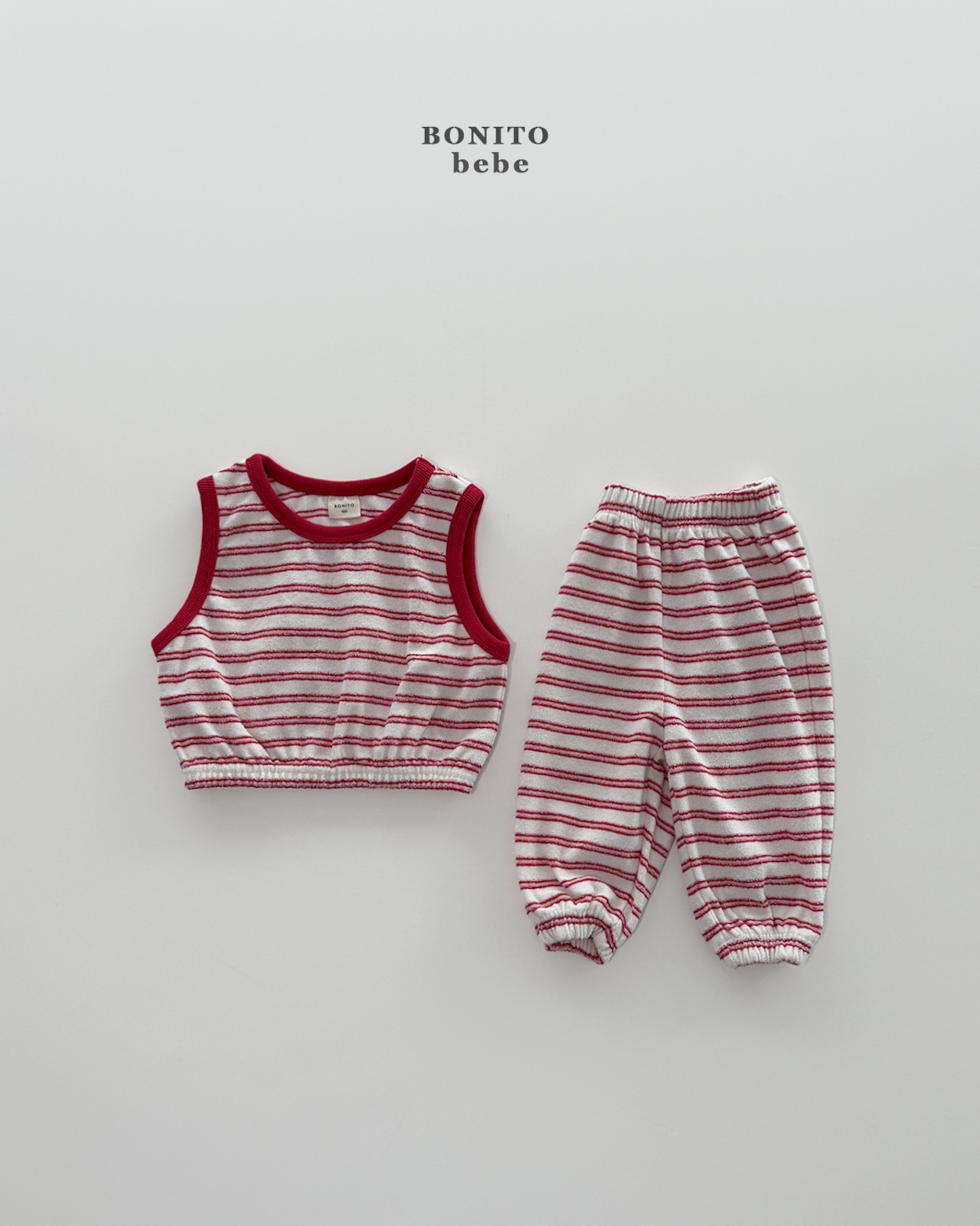 BONITO 26/SS(Baby)ストライプテリーチョッキ上下セット