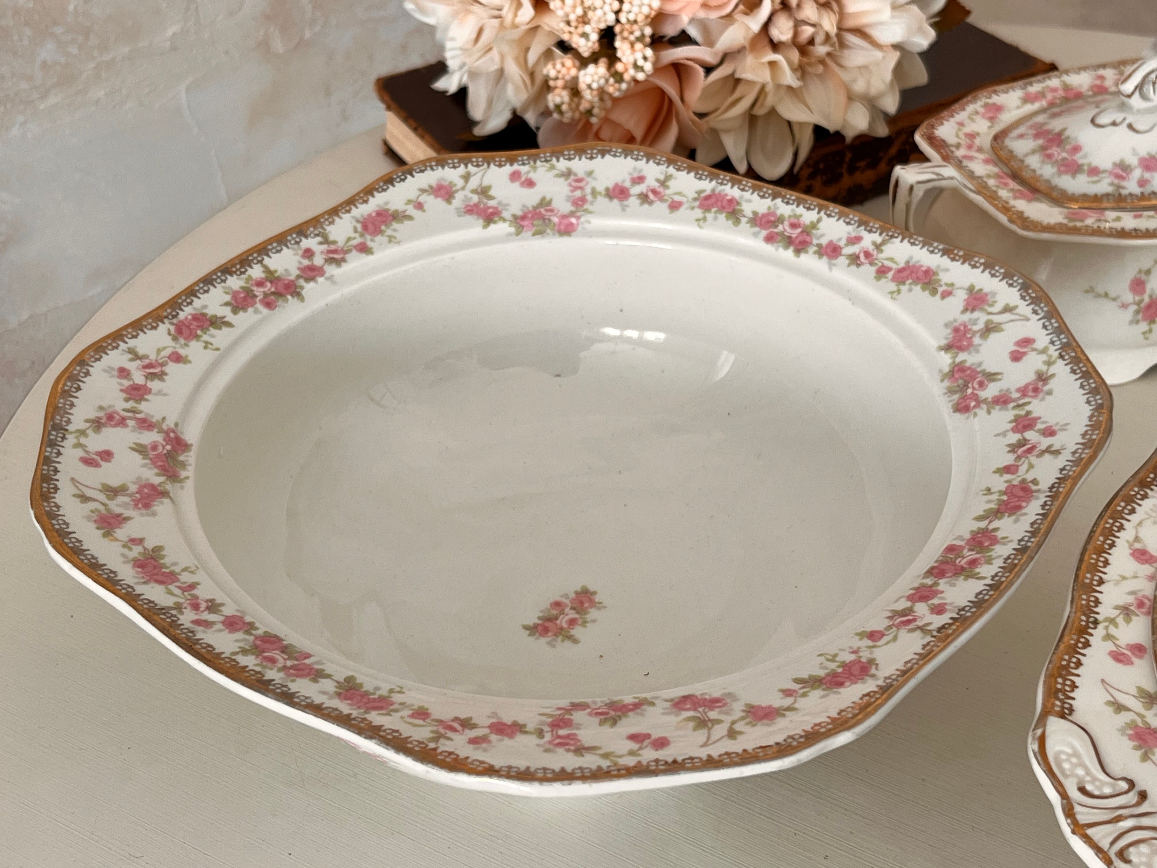 【アルフレッド・ミーキン】小さなピンクのフローラル　大・小ボウル&小物入れセット アルフレッド・ミーキン ピンクフローラル 大ボウル&小物入れセット