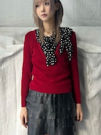 "Leilian"Dot Shirts Deformation Knit