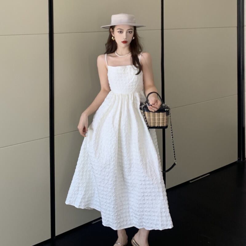 ドレス ロングサマースカート 薄手ホワイト 夏物 YY-ファッション46696848893