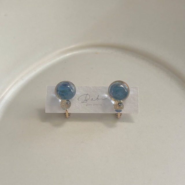 ガラスイヤリング　 [ Hitoshizuku ]　 -deep cobalt-