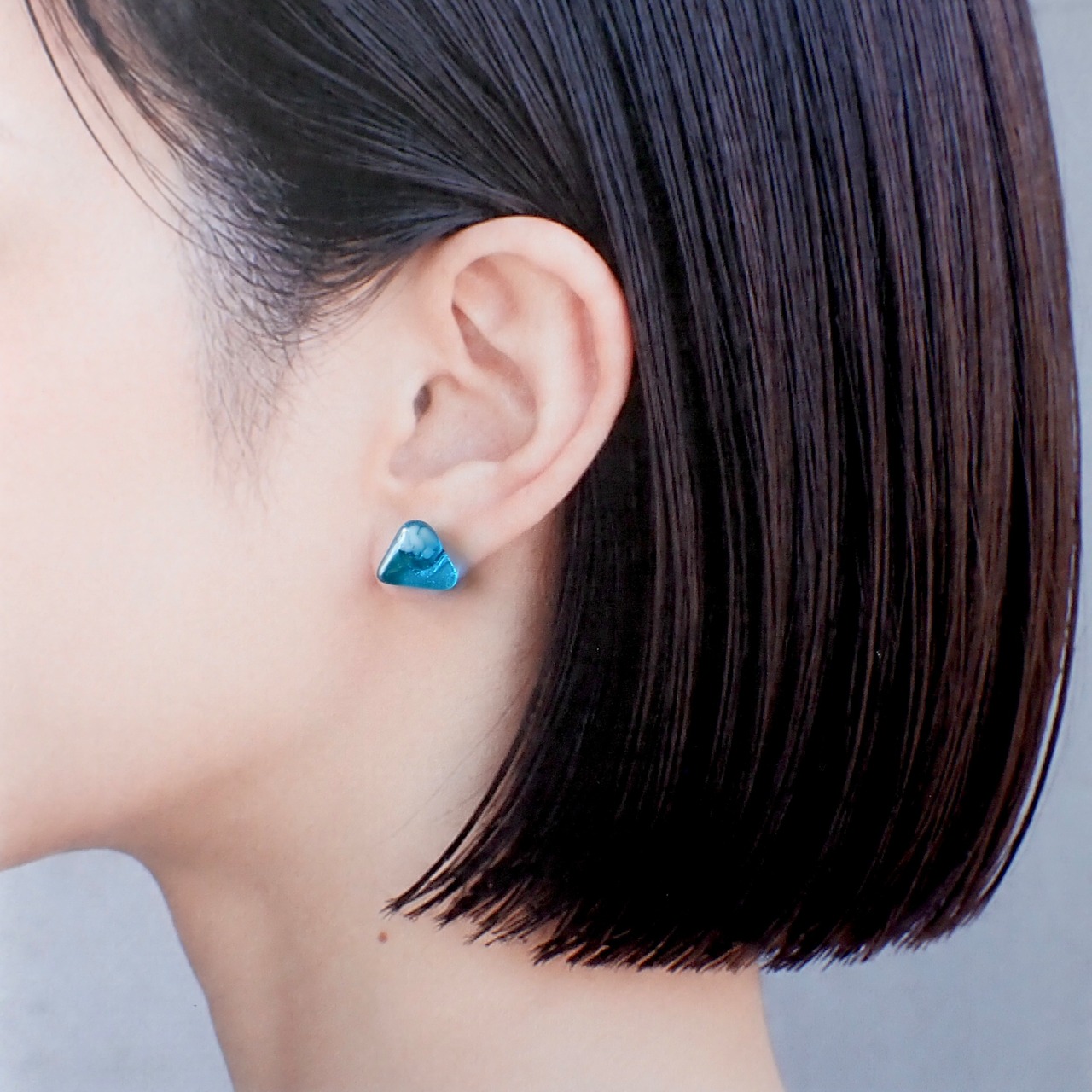 ガラス富士山ピアス/イヤリング