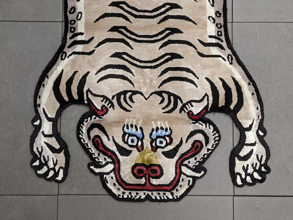 Tibetan Tiger Rug (Sサイズ シルク ナチュラルサンド 015) チベタン