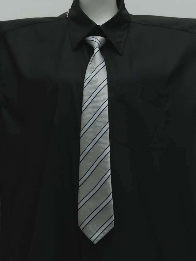 【受注 全額支払い】KISHIDAMIKI  chain tie WHITE STRIPE/BLACK