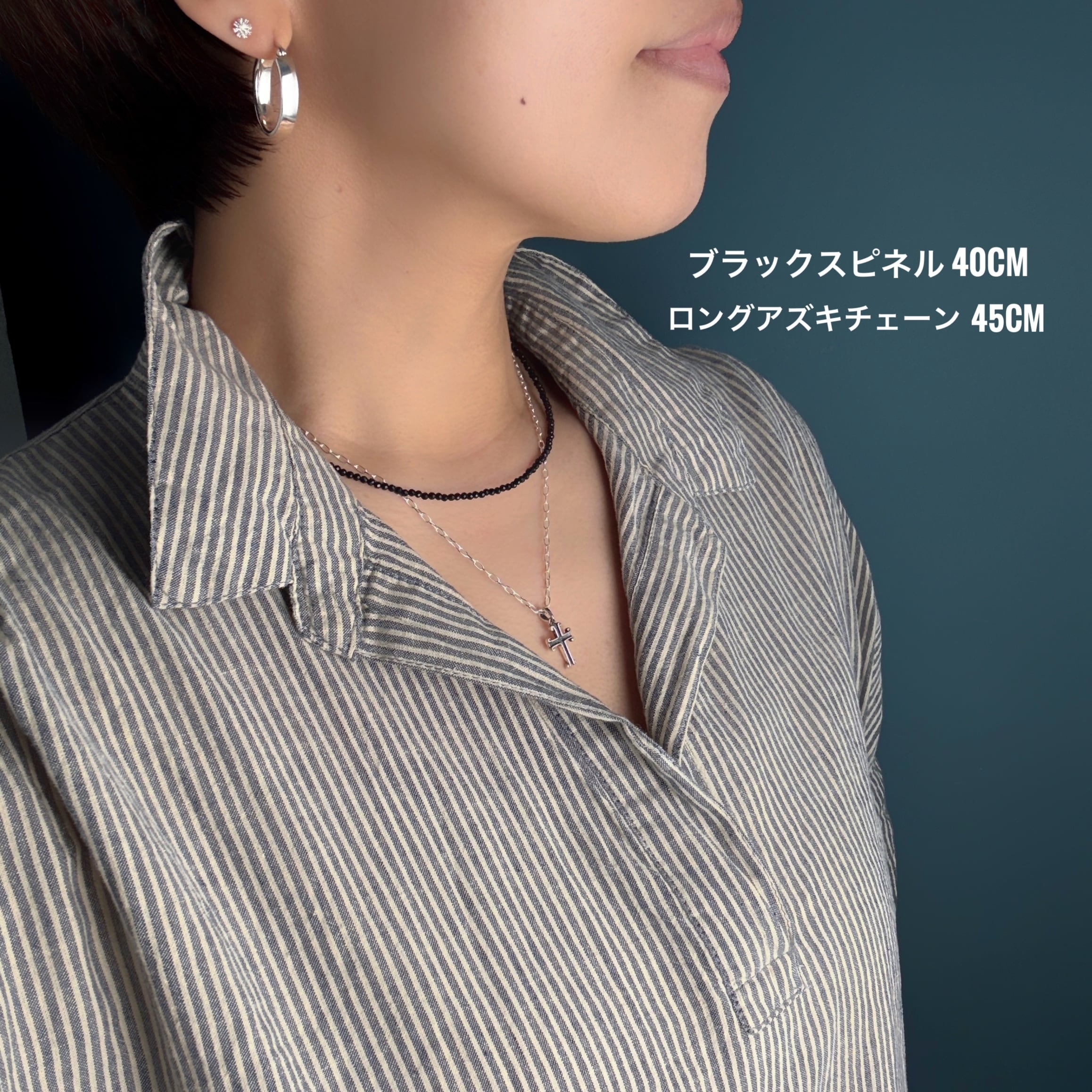 Lagoon Original ブラック スピネル 0.2cm 一連 ネックレス 40/45cm