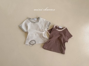 【churros】ワッフルポケットTシャツ 80〜120cm ベージュ 230515