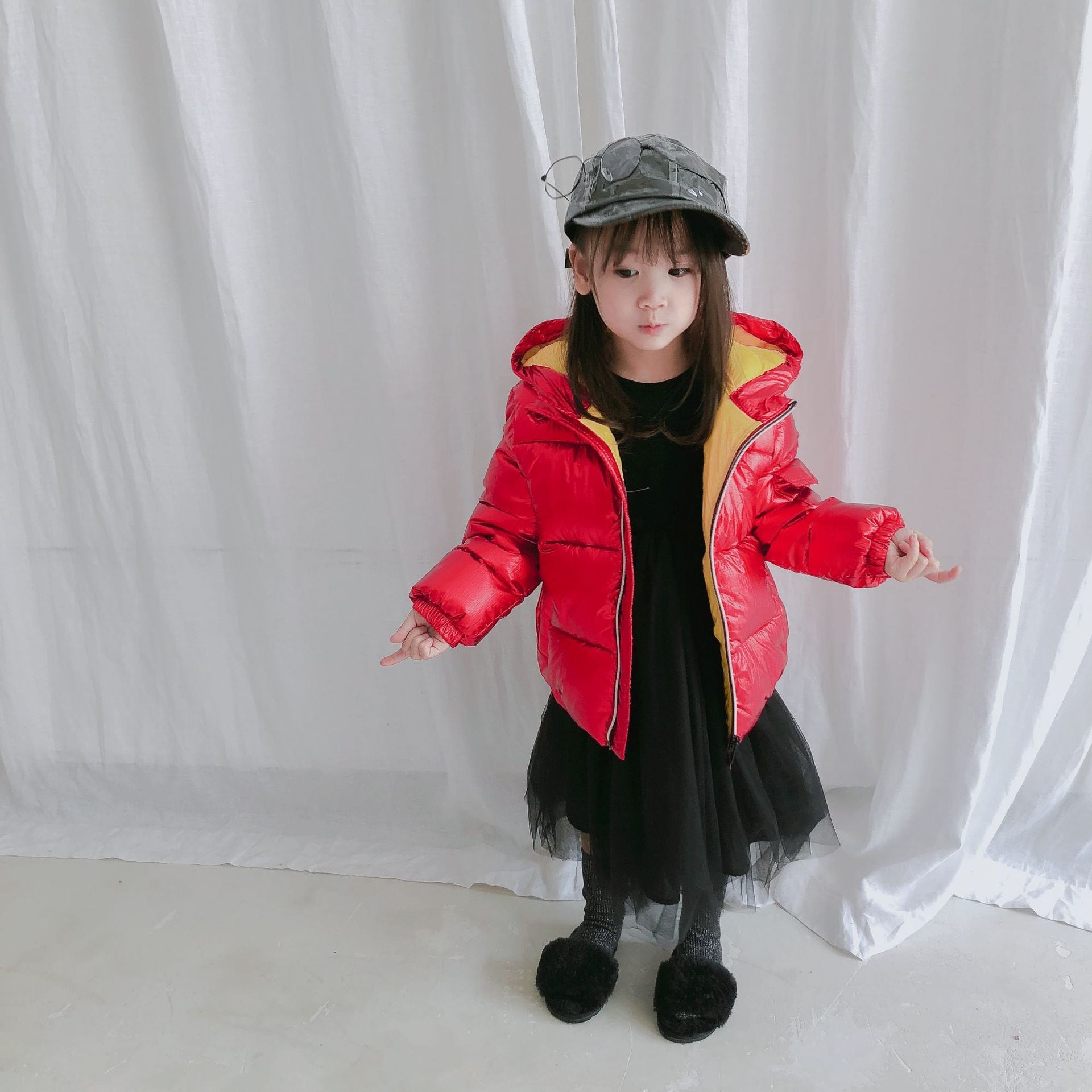 xiao0030)あったかジャンパー 赤ダウンジャケット キッズ 女児キッズ