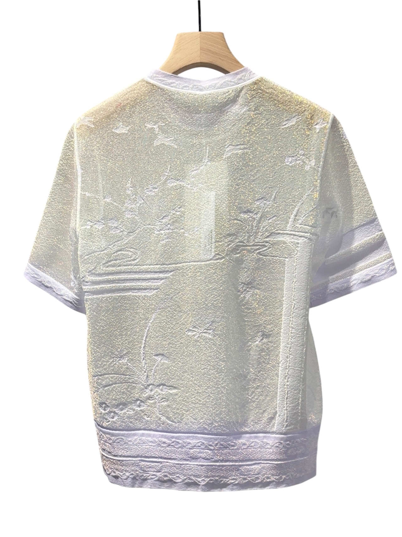 【25SS】Mame Kurogouchi マメ クロゴウチ / Nature Pattern Sheer Knitted Crew Neck Top / トップス - 3