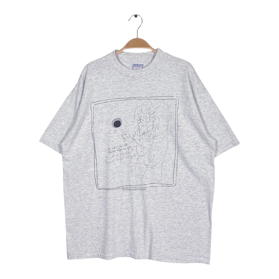 90s ジョンレノン USA製 ヴィンテージ Tシャツ アートT ONO JOHN LENNON グレー シングルステッチ  サイズXL AA0049