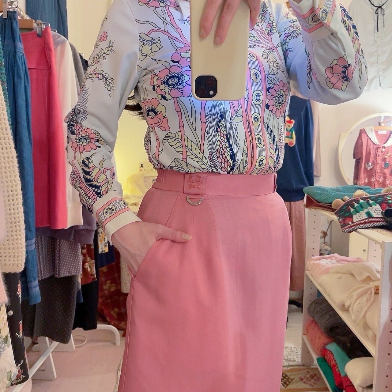 Christian Dior / pink semi tight skirt