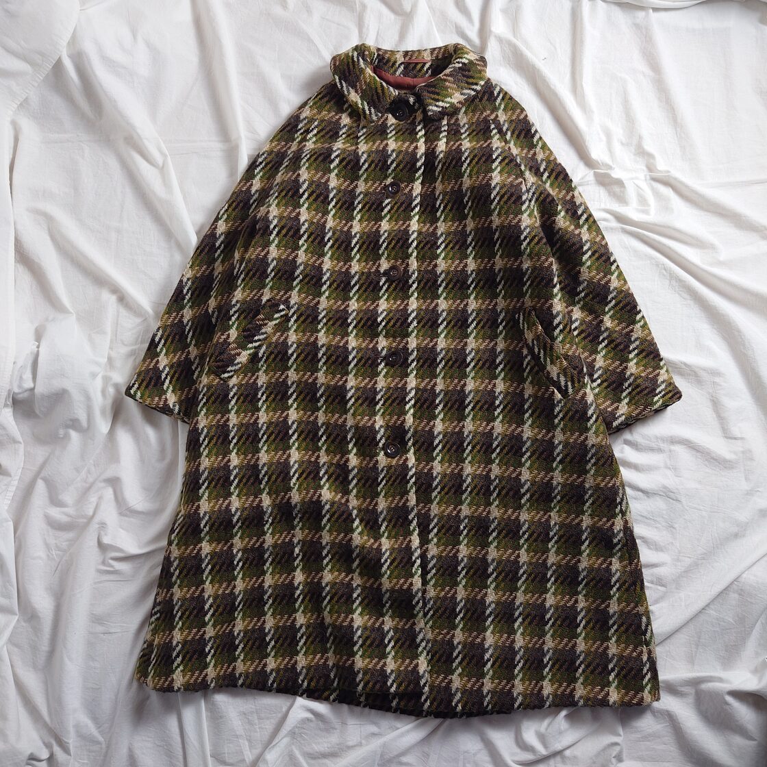 一枚袖】Aquascutum アクアスキュータム ツイード バルマカーンコート  