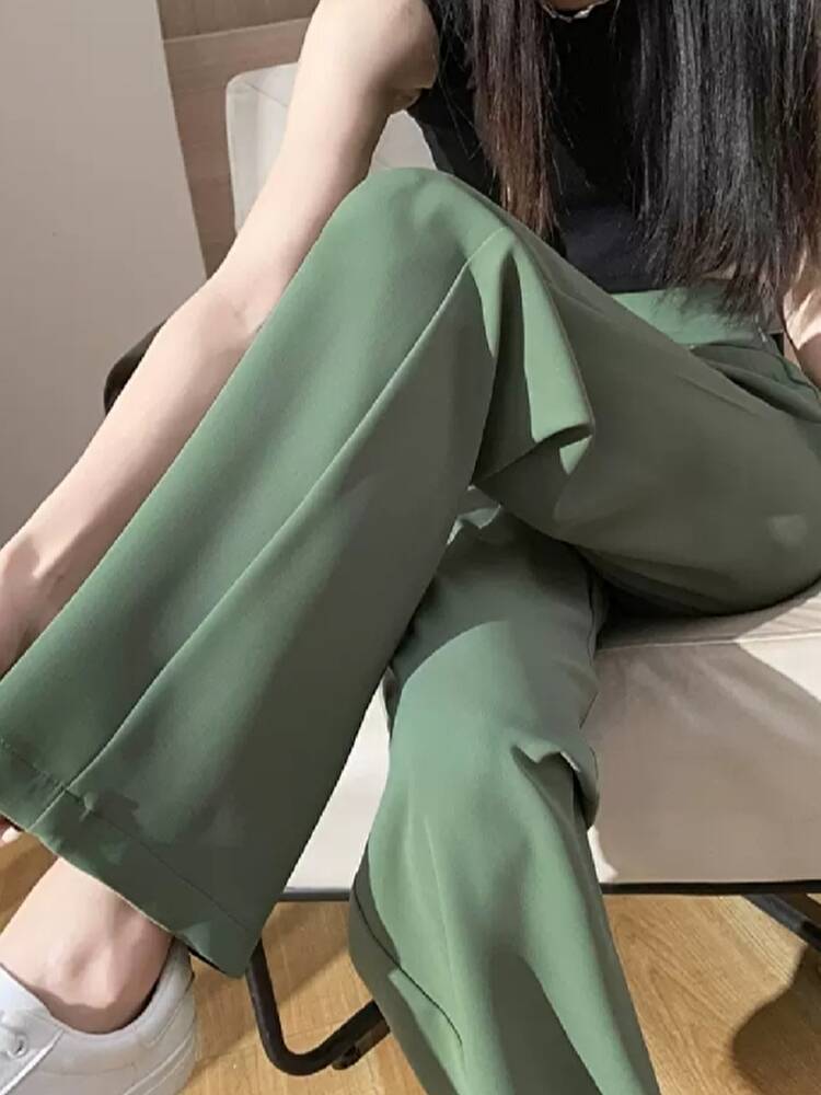 ハイウエストでスタイルアップ ワイドパンツ ドレープ ロング 大きいサイズ 韓国 CH8909