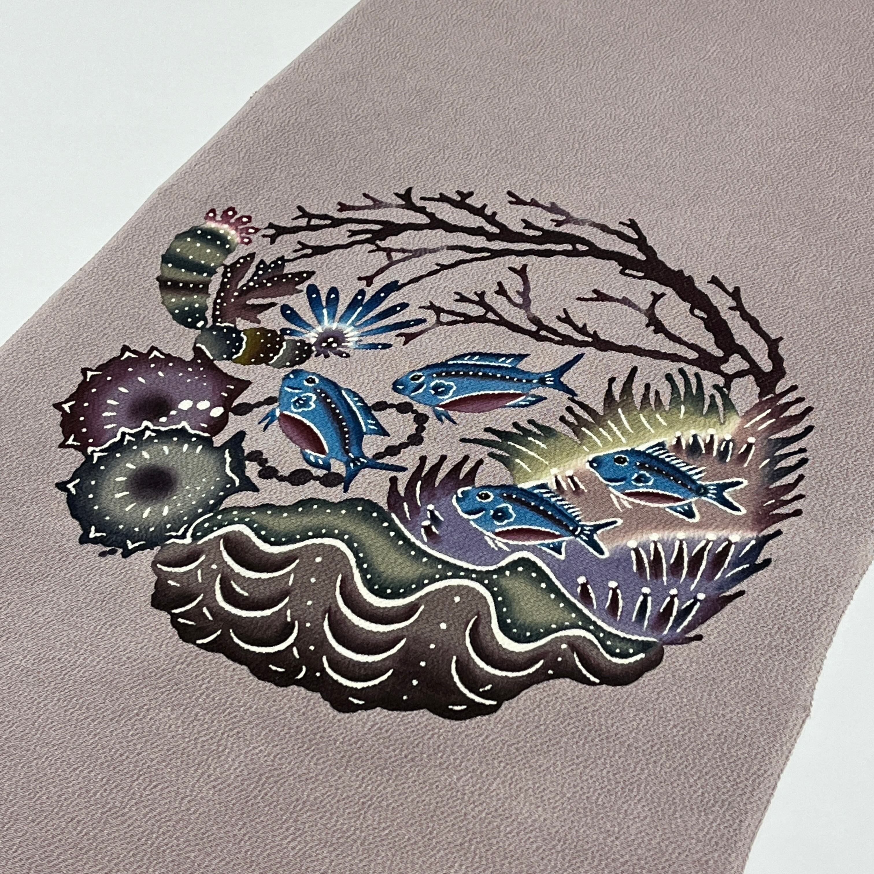 刺繍　名古屋帯　貝　薄ピンク　正絹