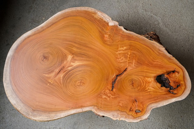 欅のアタマ 輪切り材のローテーブル ＜平鋼＞