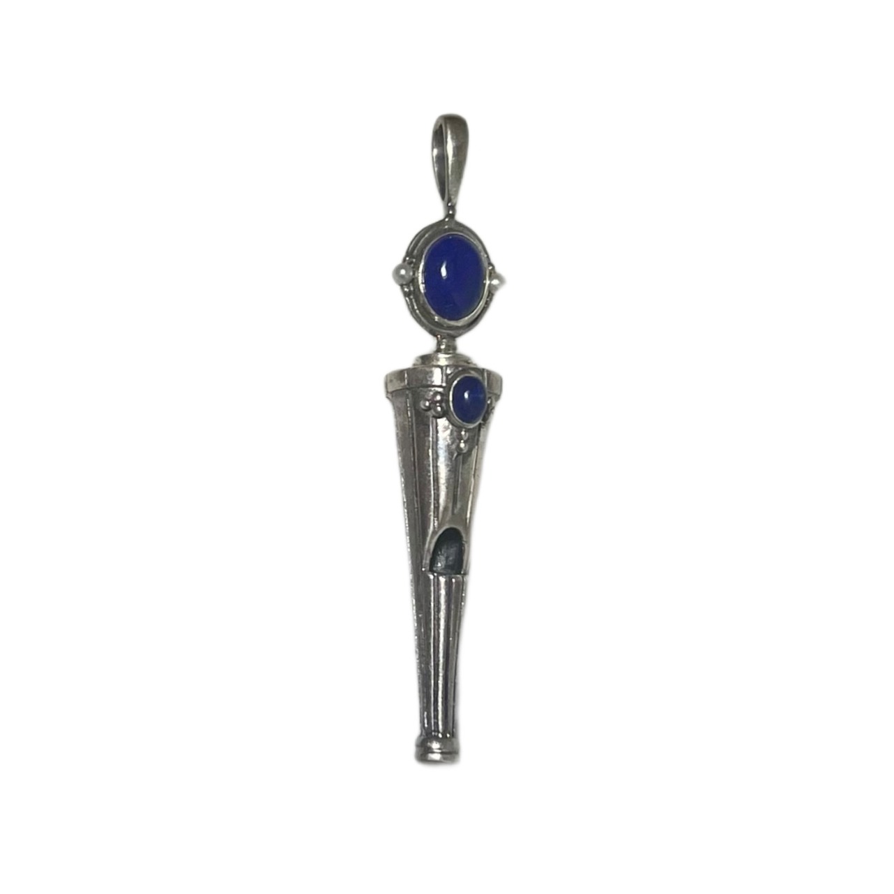 ROKUZAN silver pendant top “whistle” set with lapis lazuli