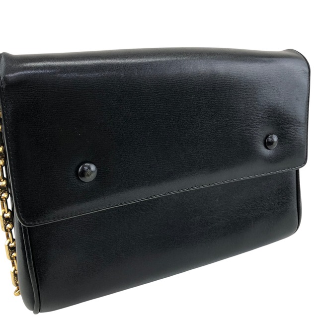 CELINE セリーヌ ショルダーバッグ ブラック ホースビット ブラゾンチェーン レザー vintage ヴィンテージ オールド zstzja