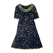 LEONARD FASHION レオナールファッション 総柄 コットン 半袖ワンピース M/ネイビー