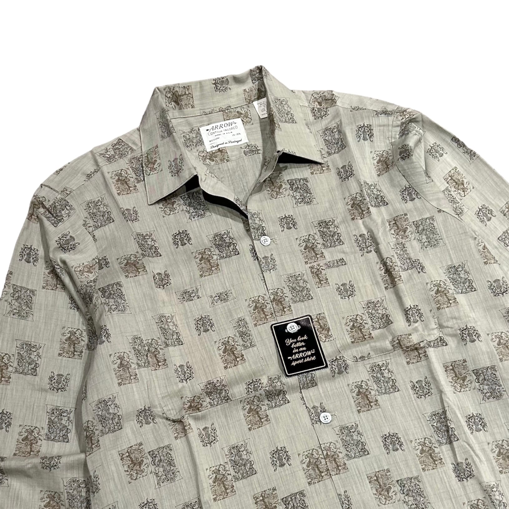 DEADSTOCK 60's ARROW Cotton/Rayon Open Collar Shirt M