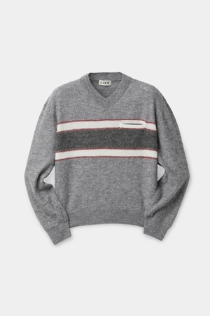 [COOR] Alpaca Blend Stripe V Neck Sweater (Melange Gray) 正規品 韓国ブランド 韓国通販 韓国代行 韓国ファッション クール クーア クアー 日本 店舗